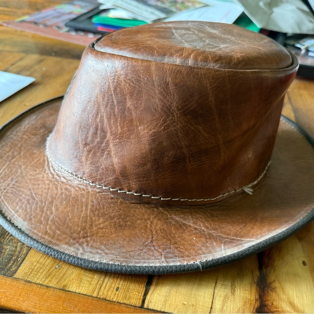 Brown Leather Hat